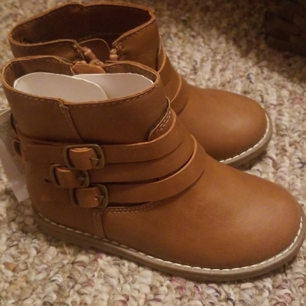 Faux-Leather Triple-strap Booties